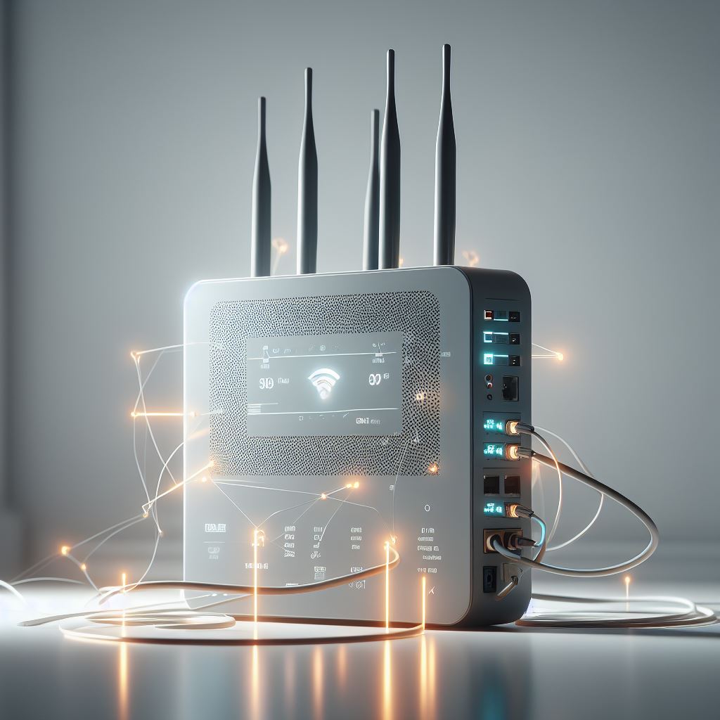 Futuristic WiFi Router, Network speed, Ping Command